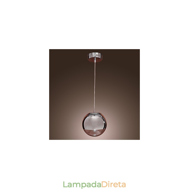 Luminária pendente moderna contemporânea estilo globo mini cromado de metal