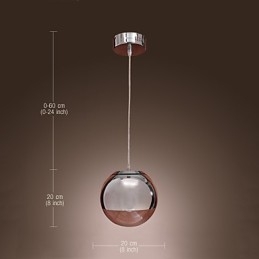 Luminária pendente moderna contemporânea estilo globo mini cromado de metal