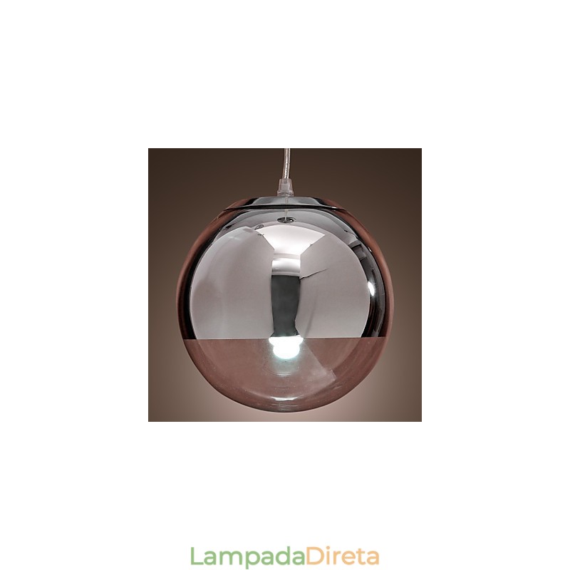 Luminária pendente moderna contemporânea estilo globo mini cromado de metal