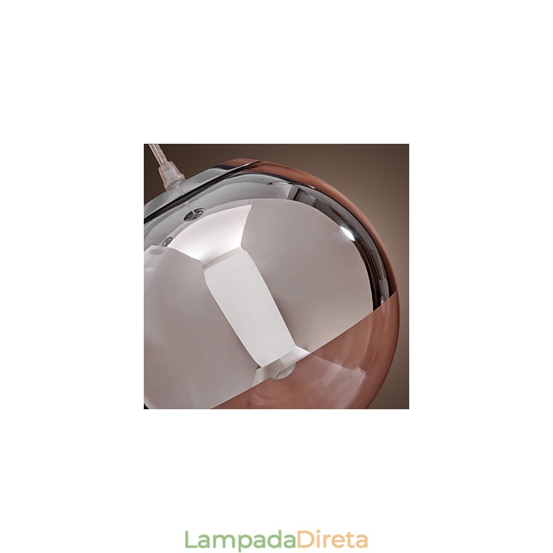 Luminária pendente moderna contemporânea estilo globo mini cromado de metal