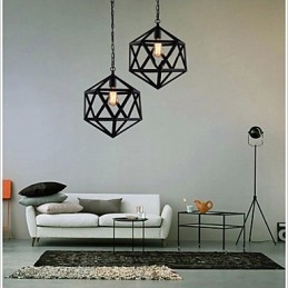 Lâmpada industrial retrô droplight hexaedro artístico originalidade ferro forjado pingente luz