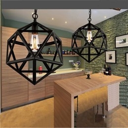 Lâmpada industrial retrô droplight hexaedro artístico originalidade ferro forjado pingente luz