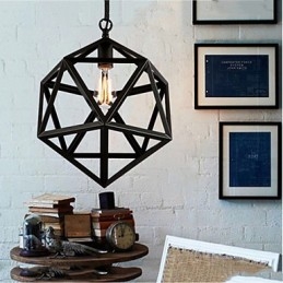 Lâmpada industrial retrô droplight hexaedro artístico originalidade ferro forjado pingente luz