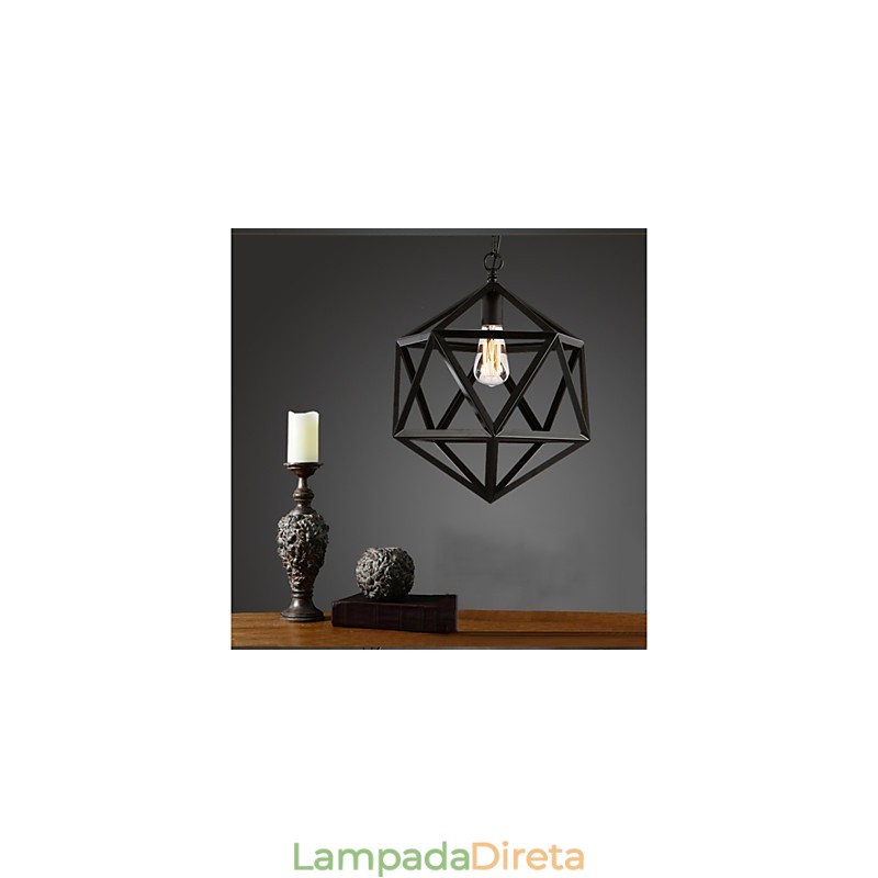 Lâmpada industrial retrô droplight hexaedro artístico originalidade ferro forjado pingente luz