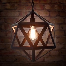 Lâmpada industrial retrô droplight hexaedro artístico originalidade ferro forjado pingente luz