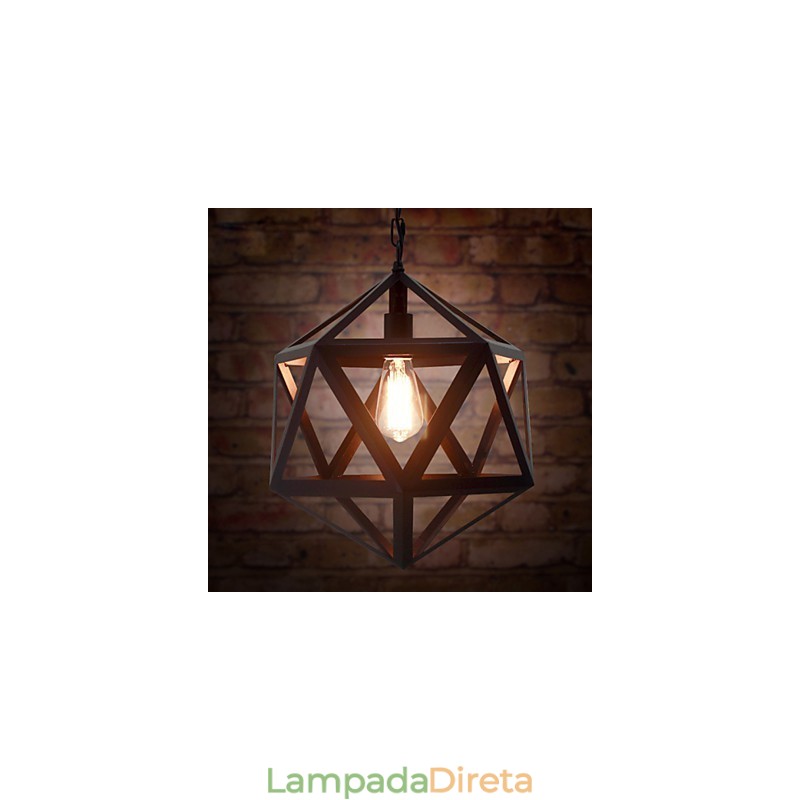 Lâmpada industrial retrô droplight hexaedro artístico originalidade ferro forjado pingente luz