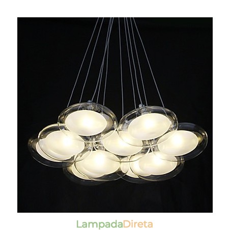 Luminária pendente moderna contemporânea em metal cromado Luminária pendente moderna contemporânea em metal cromado