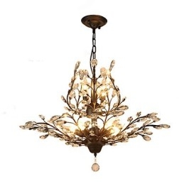 Vintage Crystal Flush Mount 7 Luzes Pintura de Metal Preto OU Dourado