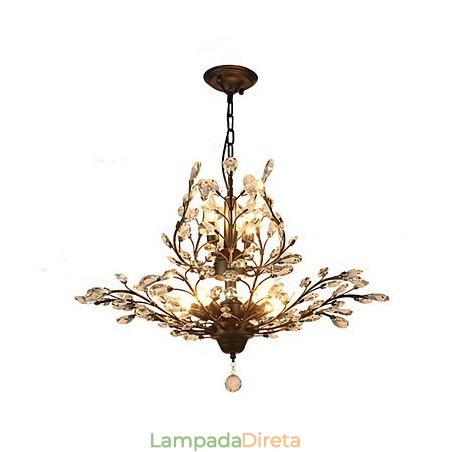 Vintage Crystal Flush Mount 7 Luzes Pintura de Metal Preto OU Dourado Vintage Crystal Flush Mount 7 Luzes Pintura de Metal Preto OU Dourado