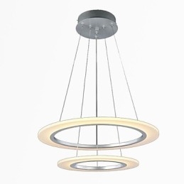 Luminária pendente moderna de teto com lustre e 2 anéis