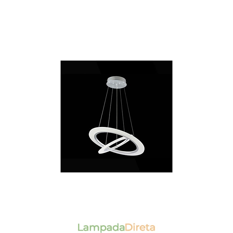 Luminária pendente moderna de teto com lustre e 2 anéis