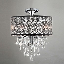 Moderno contemporâneo tambor cristal mini estilo lustre cromado