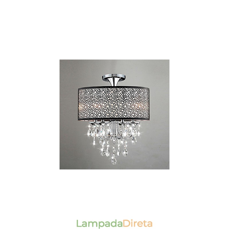 Moderno contemporâneo tambor cristal mini estilo lustre cromado