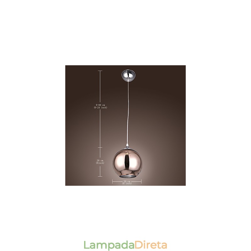 60 Moderno Contemporâneo Globo Metal Galvanizado Pendente Luz