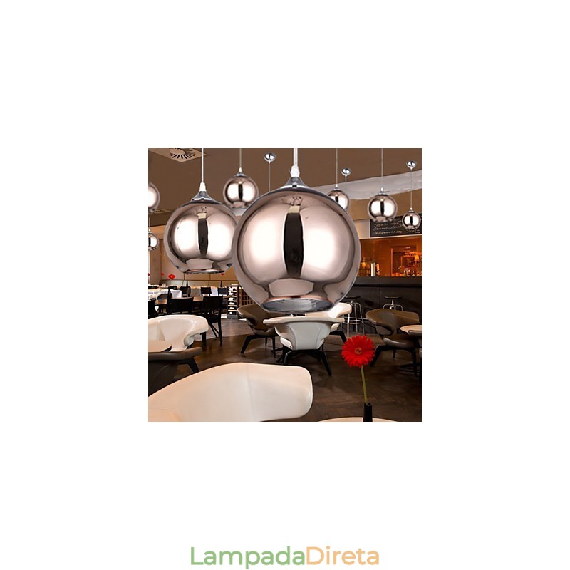 60 Moderno Contemporâneo Globo Metal Galvanizado Pendente Luz