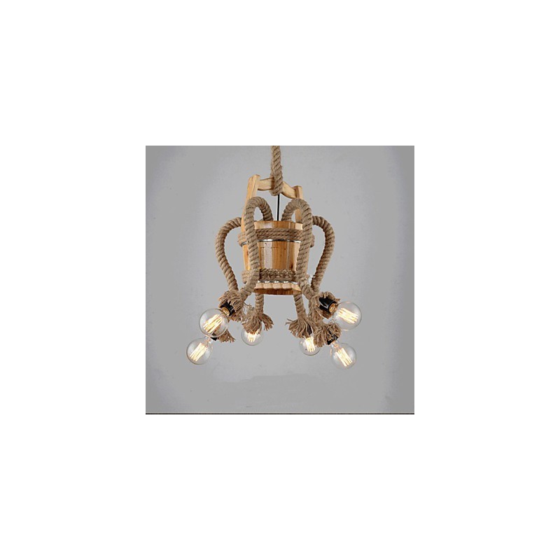 Lustre de barril de madeira Lâmpada criativa