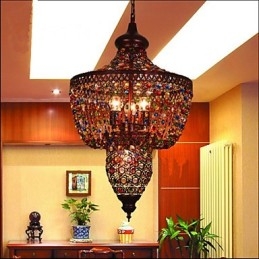 Luminária de Cristal Cor Mediterrânea Sudeste Asiático Luz Negra