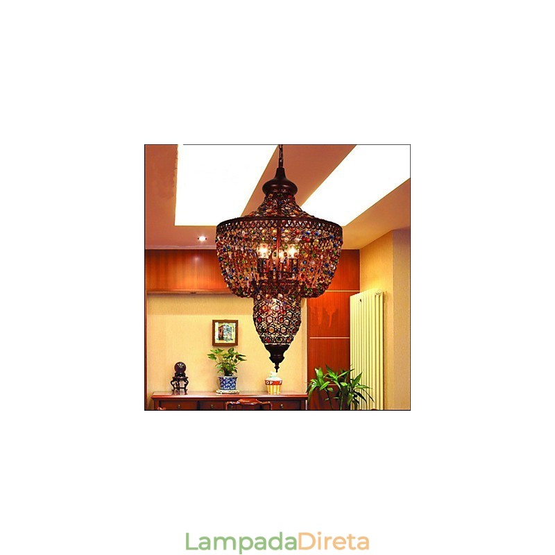 Luminária de Cristal Cor Mediterrânea Sudeste Asiático Luz Negra