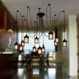 Vintage Edison Múltiplo Ajustável DIY Lâmpada de Teto Luz Pingente Iluminação Lustre Moderno Chique Industrial Jantar