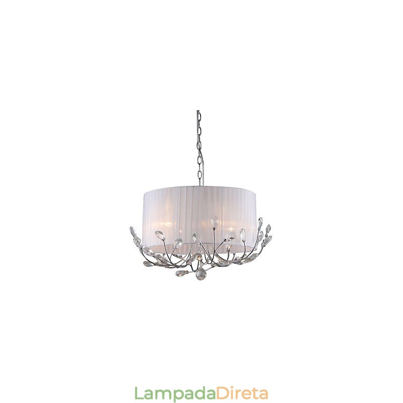 Lustre de cristal moderno com cúpula de tecido