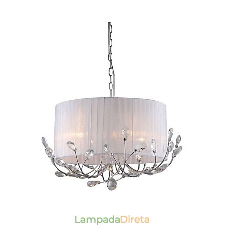 Lustre de cristal moderno com cúpula de tecido Lustre de cristal moderno com cúpula de tecido