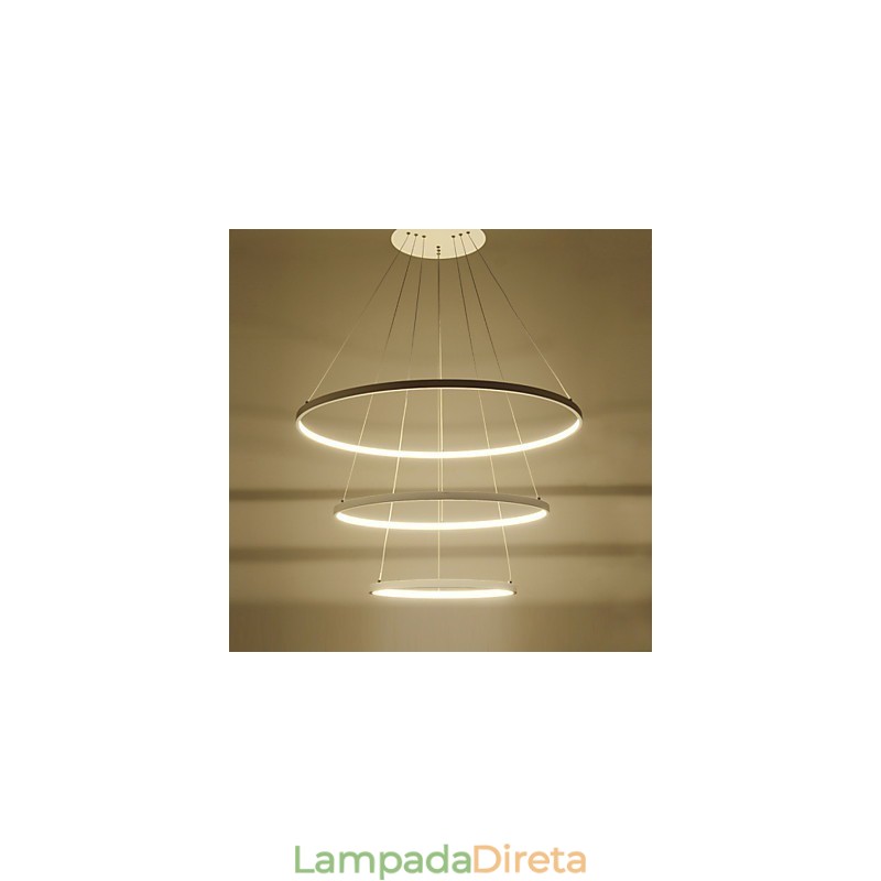 Luminária pendente de design moderno com três anéis