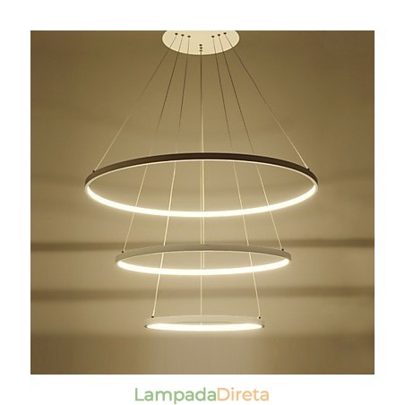 Luminária pendente de design moderno com três anéis Luminária pendente de design moderno com três anéis