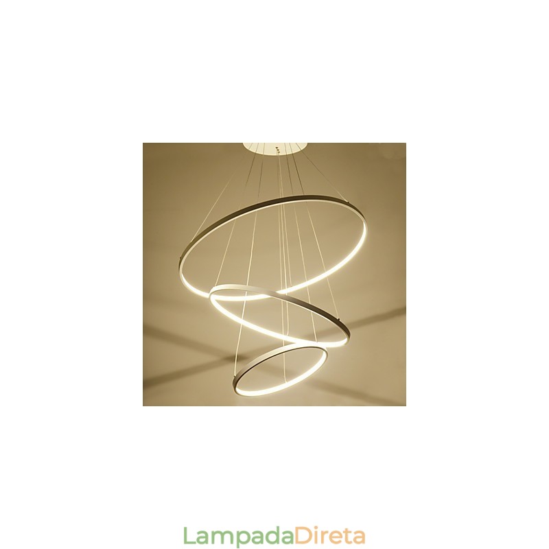 Luminária pendente de design moderno com três anéis