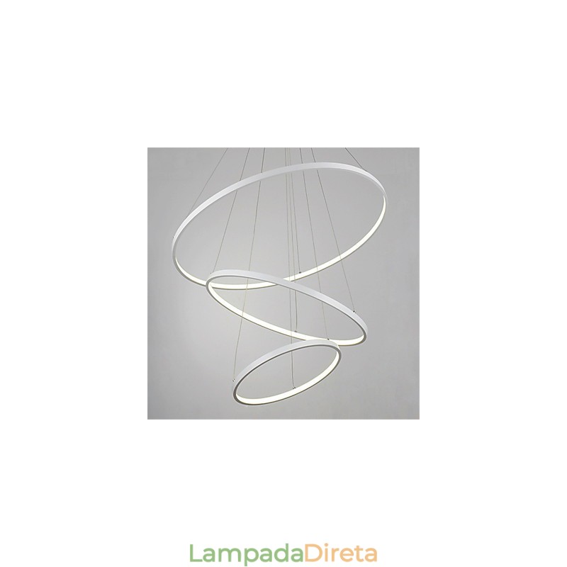 Luminária pendente de design moderno com três anéis