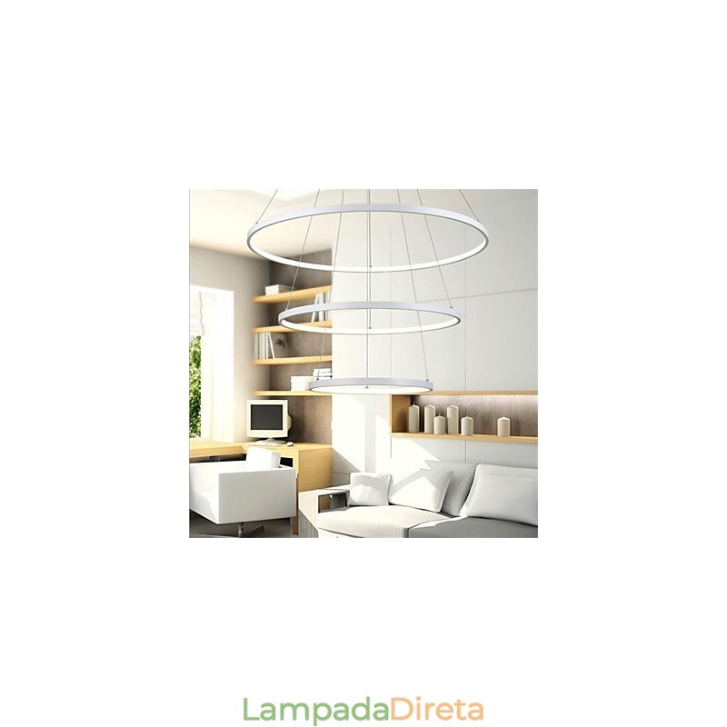 Luminária pendente de design moderno com três anéis