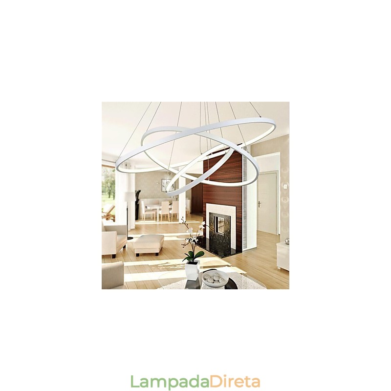 Luminária pendente de design moderno com três anéis