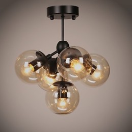 Lustre 5 Luzes Bola De Vidro Luzes Retro Ao Ar Livre Garagem Metal