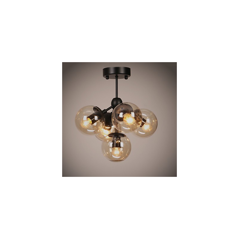 Lustre 5 Luzes Bola De Vidro Luzes Retro Ao Ar Livre Garagem Metal