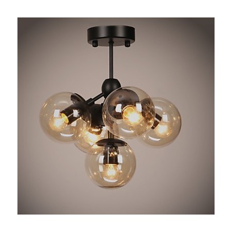 Lustre 5 Luzes Bola De Vidro Luzes Retro Ao Ar Livre Garagem Metal Lustre 5 Luzes Bola De Vidro Luzes Retro Ao Ar Livre Garagem Metal