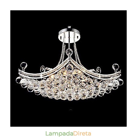 Luminária pendente moderna contemporânea de cristal galvanizado em metal Luminária pendente moderna contemporânea de cristal galvanizado em metal