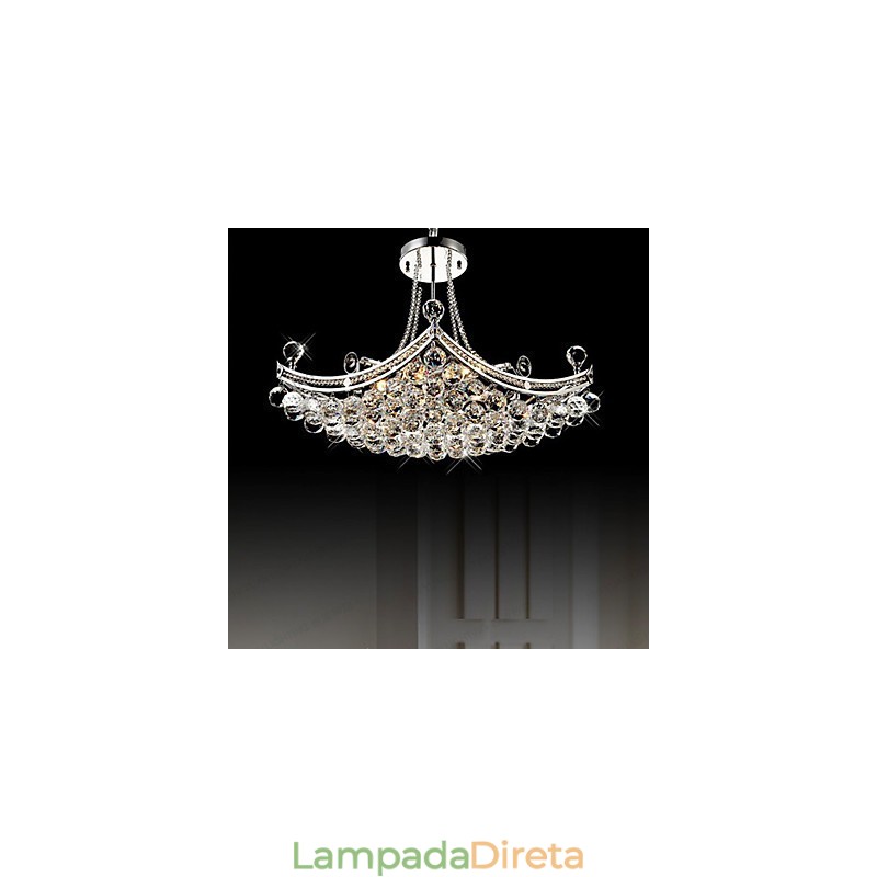 Luminária pendente moderna contemporânea de cristal galvanizado em metal