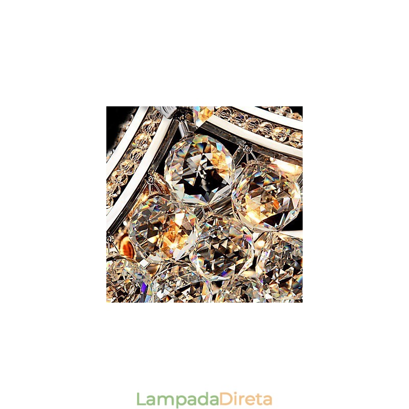 Luminária pendente moderna contemporânea de cristal galvanizado em metal