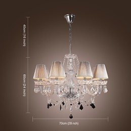 Lustre de Cristal Luxo Moderno Living 8 Luzes