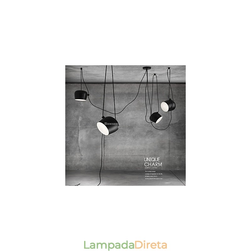 Luminária pendente de metal com pintura contemporânea moderna