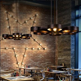 Luminária pendente estilo americano de ferro industrial estilo vento flor