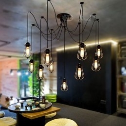 Vintage Edison Múltiplo Ajustável DIY Lâmpada de Teto Luz Pingente Iluminação Lustre Moderno Chique Industrial Jantar