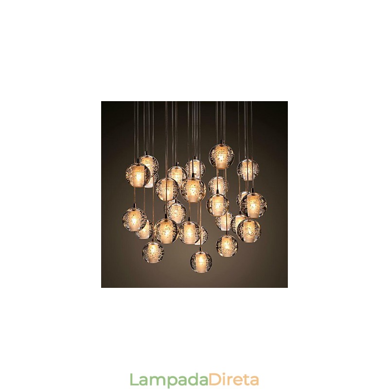Luminária pendente G4 Retroifit 3W Cromado Cristal Moderno Contemporâneo Luminária pendente