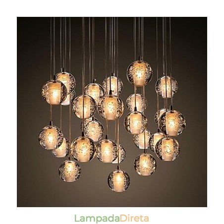 Luminária pendente G4 Retroifit 3W Cromado Cristal Moderno Contemporâneo Luminária pendente Luminária pendente G4 Retroifit 3W Cromado Cristal Moderno Contemporâneo Luminária pendente