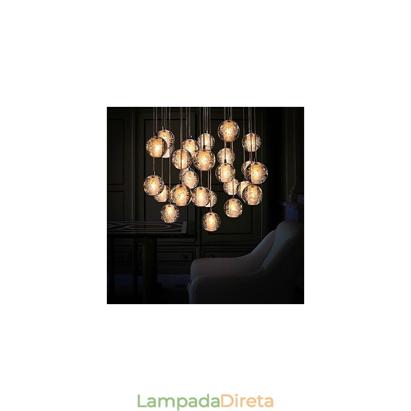 Luminária pendente G4 Retroifit 3W Cromado Cristal Moderno Contemporâneo Luminária pendente