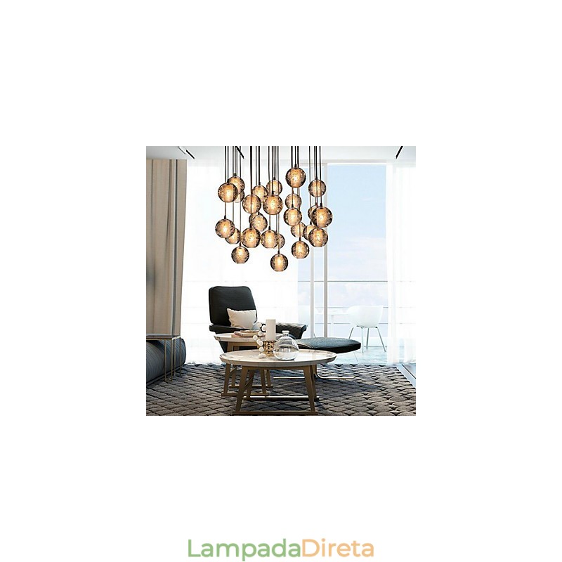 Luminária pendente G4 Retroifit 3W Cromado Cristal Moderno Contemporâneo Luminária pendente