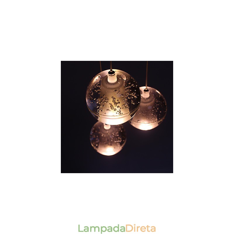Luminária pendente G4 Retroifit 3W Cromado Cristal Moderno Contemporâneo Luminária pendente