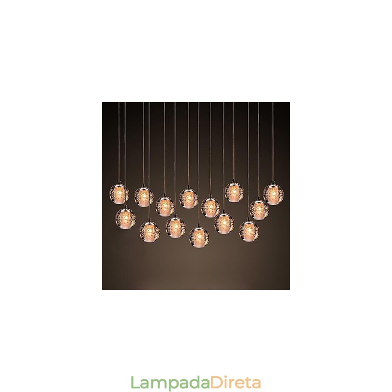 Luminária pendente G4 Retroifit 3W Cromado Cristal Moderno Contemporâneo Luminária pendente