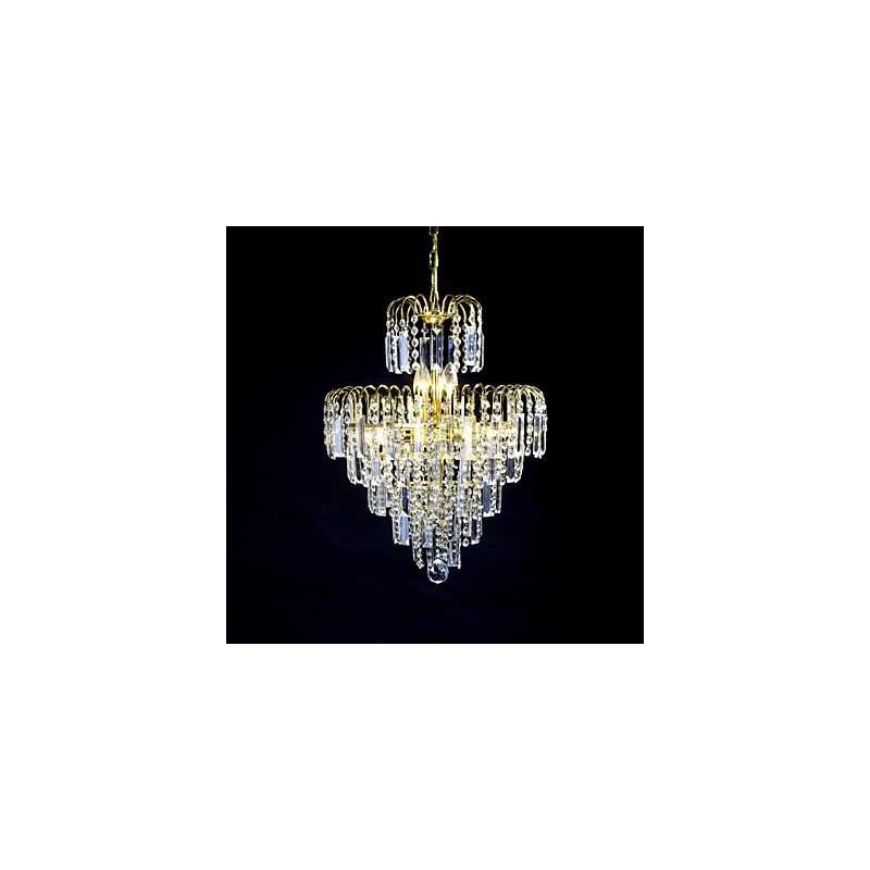 Lustre de luxo estilo europeu com 6 luzes em formato de coroa