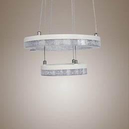 Luminária pendente de cristal em forma de letra "C" Luminária moderna com dois anéis