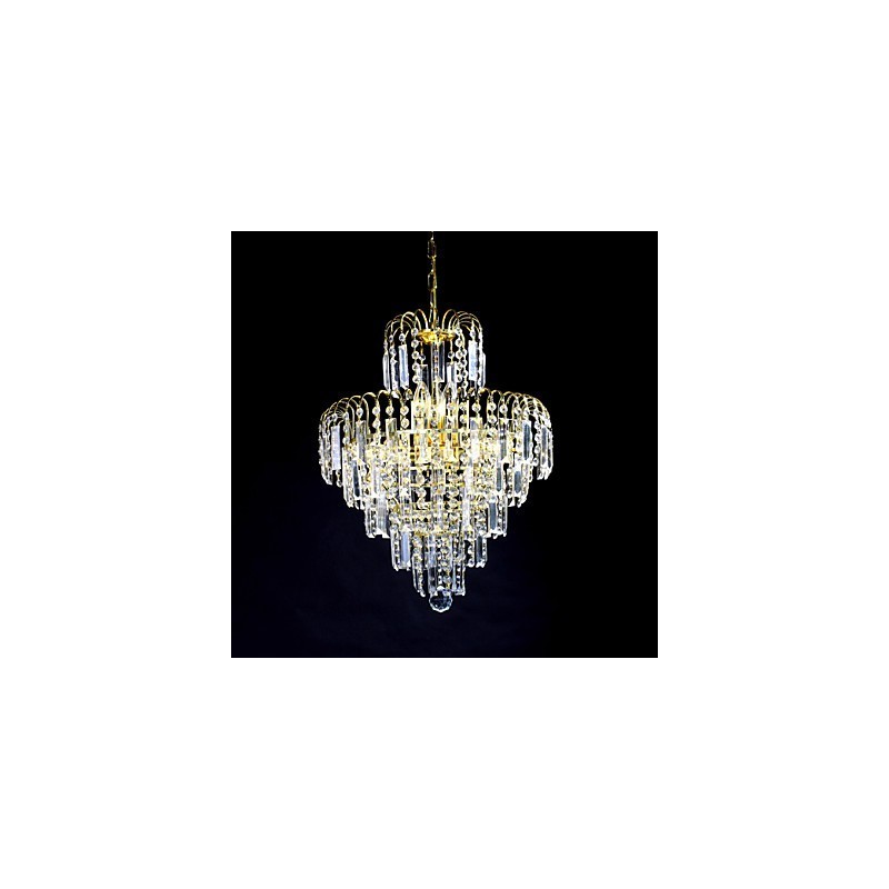 Lustre de luxo estilo europeu com 6 luzes em formato de coroa